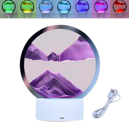 Luminária de mesa Sandcolor Luminária de Areia RGB na cor púrpura - com efeito de iluminação de 7 cores, carregamento USB, combinação de pintura de luz e areia, presente ideal. Inclui controle remoto e cabo USB.