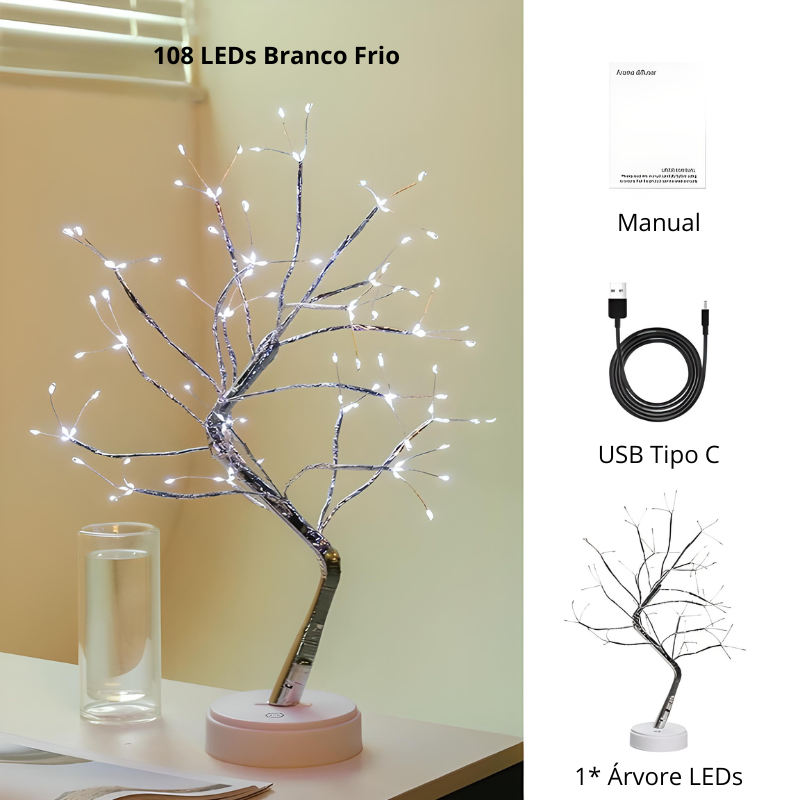 Luminária LED árvore Bonsai com 108 LEDs branco frio para decoração interna e externa