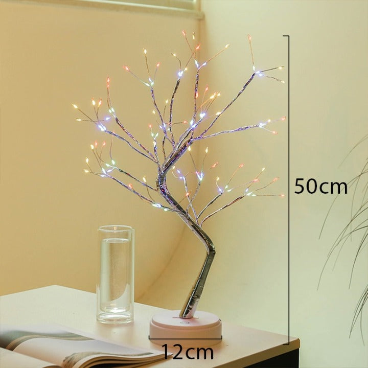 Luminária LED decorativa para interiores e exteriores, com 108 lâmpadas LED e design de árvore Bonsai, nas dimensões especificadas